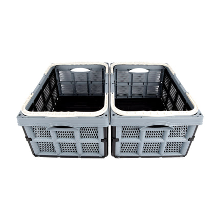 2x Robuust Opvouwbaar Vouwkrat - 40 Liter Capaciteit - Met Twee Zijhandvatten - 50cm x 34cm x 24cm - Blauw/Zwart