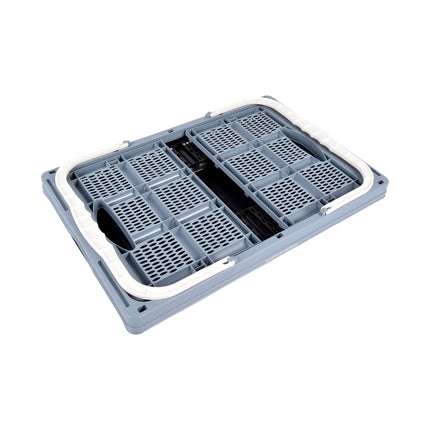 Pakket van 4 Opvouwbare Vouwkratten van Plastic - 40 Liter Kratten zonder Deksel - Blauw/Zwart - Met Handige Zijhandvatten - 50cm x 34cm x 24cm