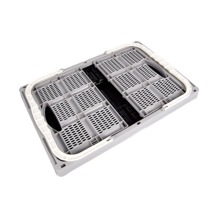 Twee Handige Opvouwbare Plastic Opbergboxen - 40 Liter - Grijs/Zwart - Met Dubbele Zijhandvatten - Afmetingen: 50cm x 34cm x 24cm
