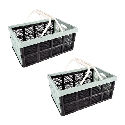 2x Inklapbaar Vouwkrat voor Efficiënte Kledingopslag - Ruime 40 Liter Capaciteit! Met Twee Zijhandvatten - 50cm x 34cm x 24cm - Vouwkrat voor kleding 