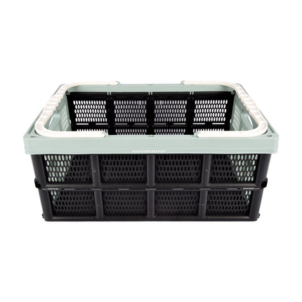 Compact Vouwkrat - 40L Opslagruimte - Groen/Zwart - Met Twee Handvatten - Afmetingen: 50cm x 34cm x 24cm