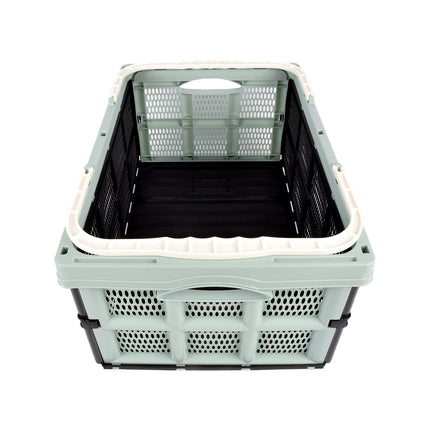 Compact Vouwkrat - 40L Opslagruimte - Groen/Zwart - Met Twee Handvatten - Afmetingen: 50cm x 34cm x 24cm
