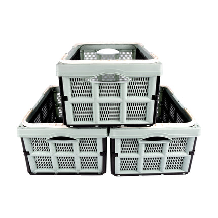 Set van Drie Opvouwbare Vouwkratten voor Efficiënte Kledingopslag - 40 Liter Elk! Voorzien van Twee Handvatten - Afmetingen: 50cm x 34cm x 24cm
