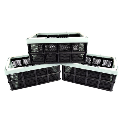 Set van Drie Opvouwbare Vouwkratten voor Efficiënte Kledingopslag - 40 Liter Elk! Voorzien van Twee Handvatten - Afmetingen: 50cm x 34cm x 24cm