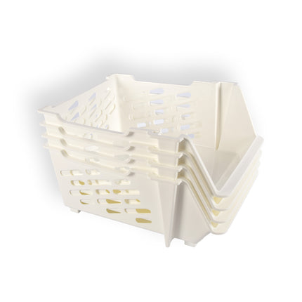 4 stuks | Witte Kunststof Groentemandje van Discountershop: Ruim, Stijlvol en Praktisch als Opbergbox en Opbergmand – 46cm x 37.5cm x 20cm 