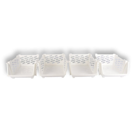 4 stuks | Witte Kunststof Groentemandje van Discountershop: Ruim, Stijlvol en Praktisch als Opbergbox en Opbergmand – 46cm x 37.5cm x 20cm 