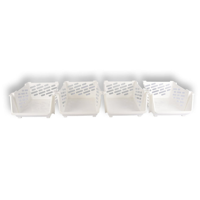 4 stuks | Witte Kunststof Groentemandje van Discountershop: Ruim, Stijlvol en Praktisch als Opbergbox en Opbergmand – 46cm x 37.5cm x 20cm 