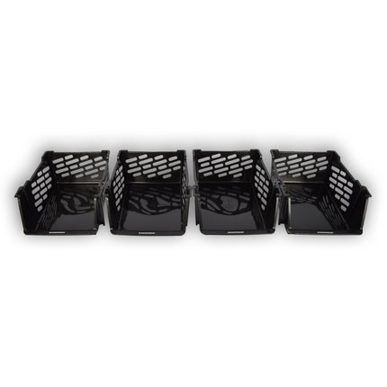 Praktische Groentemand - Zwart Kunststof Opbergmandje zonder Deksel - Opbergbak voor Speelgoed - 46cm x 37.5cm x 20cm - Set van 4 stuks