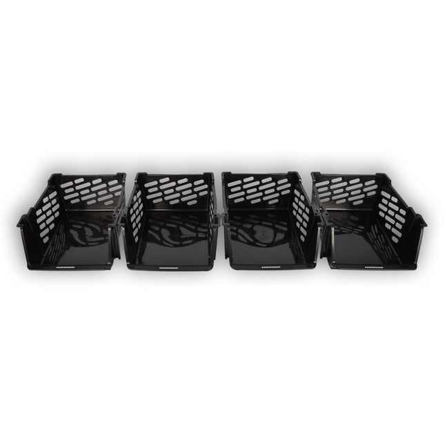 Praktische Groentemand - Zwart Kunststof Opbergmandje zonder Deksel - Opbergbak voor Speelgoed - 46cm x 37.5cm x 20cm - Set van 4 stuks