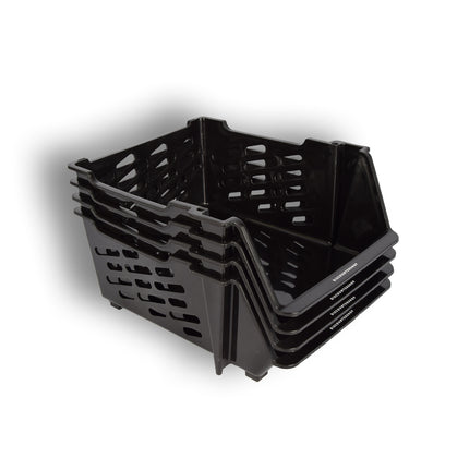 Praktische Groentemand - Zwart Kunststof Opbergmandje zonder Deksel - Opbergbak voor Speelgoed - 46cm x 37.5cm x 20cm - Set van 4 stuks