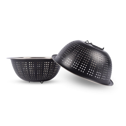 Gratis Zeef Voor Iedereen | Zwart Aluminium Keukenvergiet | Lengte 28cm | Breedte 28cm | Hoogte 13cm | 2 Stuks | Hoogwaardige Keukenvergiet RVS | Keukenvergietkomset | Keukenvergietkomzeef