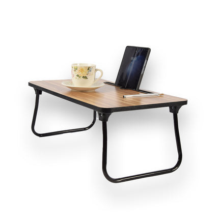 Duo van Houten Bed Dienbladen - Lichtbruin en Wit - 52.5cm x 30cm x 21.5cm - Inclusief 2x Antislip Mat