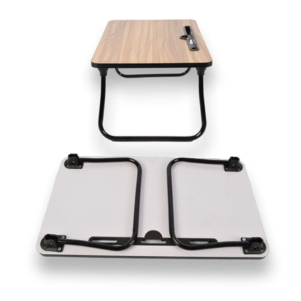 Duo van Houten Bed Dienbladen - Lichtbruin en Wit - 52.5cm x 30cm x 21.5cm - Inclusief 2x Antislip Mat