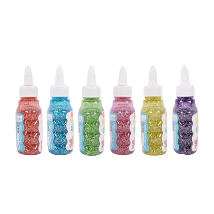 Vind de Magie van Glitters met Onze Kleurrijke Glitterlijm Set | 6 Stuks x 90ml | Rood Blauw Groen Roze Geel Paars | 6.5cm x 3.5cm x 12cm | Voor Kinderen vanaf 4 Jaar | Uitwasbaar en Kindvriendelijk 