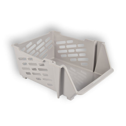 4 stuks Beige Kunststof Groentemandje van Discountershop: Ruim, Stijlvol en Praktisch als Opbergbox en Opbergmand – 46cm x 37.5cm x 20cm 