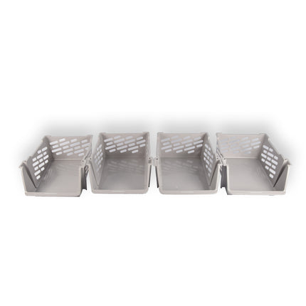 4 stuks Beige Kunststof Groentemandje van Discountershop: Ruim, Stijlvol en Praktisch als Opbergbox en Opbergmand – 46cm x 37.5cm x 20cm 