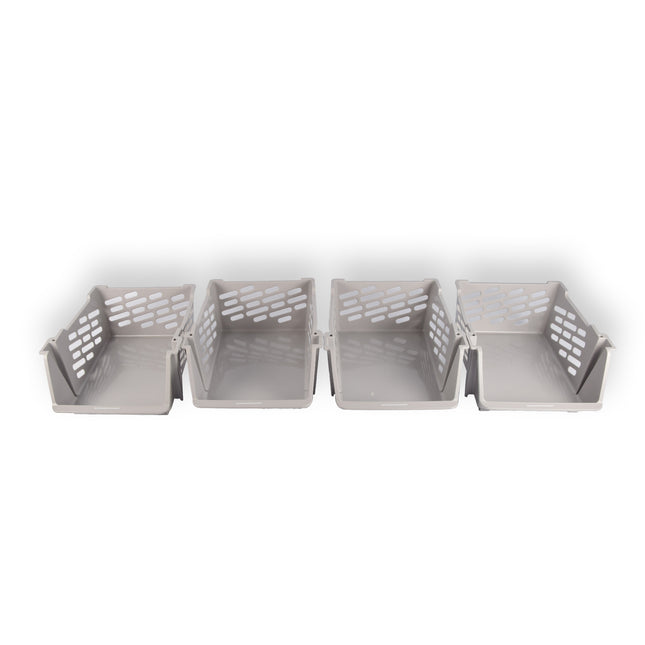 4 stuks Beige Kunststof Groentemandje van Discountershop: Ruim, Stijlvol en Praktisch als Opbergbox en Opbergmand – 46cm x 37.5cm x 20cm 