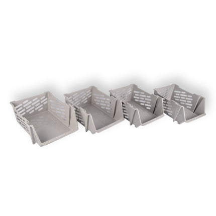 4 stuks Beige Kunststof Groentemandje van Discountershop: Ruim, Stijlvol en Praktisch als Opbergbox en Opbergmand – 46cm x 37.5cm x 20cm 