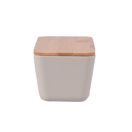 Handige Opbergdoos met Deksel - Opbergbox - Cracker Bewaardoos - Beige - 13 cm x 8 cm x 7 cm - Hout, Plastic, Rubber - 135 g - 1 stuk