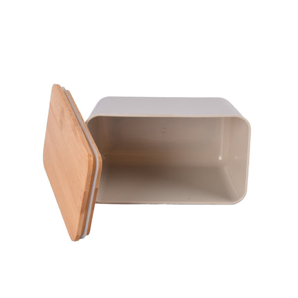Handige Opbergdoos met Deksel - Opbergbox - Cracker Bewaardoos - Beige - 13 cm x 8 cm x 7 cm - Hout, Plastic, Rubber - 135 g - 1 stuk
