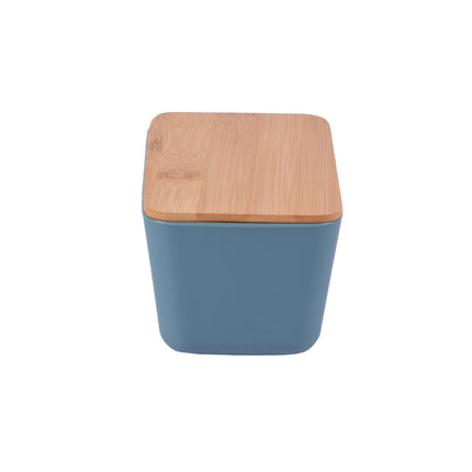 Bewaardoos met Deksel - Blauw - Handig en Ruimtebesparend - 13x8x7cm - Hout, Plastic, Rubber - 1 stuk