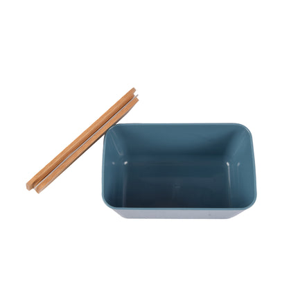 Bewaardoos met Deksel - Blauw - Handig en Ruimtebesparend - 13x8x7cm - Hout, Plastic, Rubber - 1 stuk