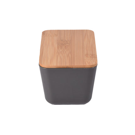 Elegant Donkergrijs Opbergdoosje met Deksel - Opbergbox - Bewaarcontainer - Voedselopbergbakje - 13cm x 8cm x 7cm - Gemaakt van Hout, Plastic, Rubber - Enkele Eenheid