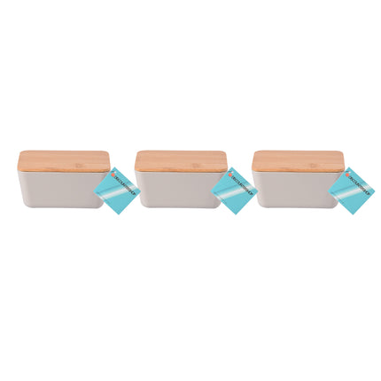 Efficiënte Opbergoplossing - Beige - Met Deksel - 13cm x 8cm x 7cm - 405g - 3 stuks