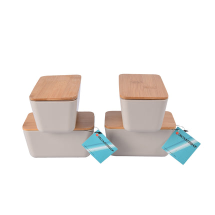 Opbergdozen met Deksel - Beige - Opbergbox - 13cm x 8cm x 7cm - 4 Stuks - Voedsel Opbergdoos 