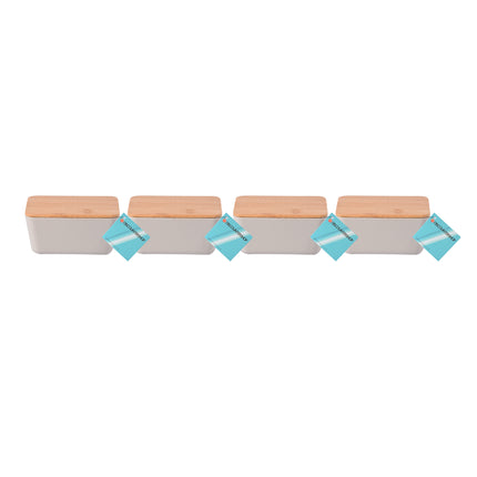 Opbergdozen met Deksel - Beige - Opbergbox - 13cm x 8cm x 7cm - 4 Stuks - Voedsel Opbergdoos 