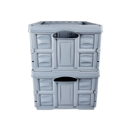 Snelle en Eenvoudige Opberging Met Blauwe Opvouwbare Vouwkrat 45 Liter van Gehard Plastic | 2 Delige | 53cm x 40cm x 26cm | Twee Zijhandgrepen | Max  Belasting 35 kg | Berg Op met Gemak