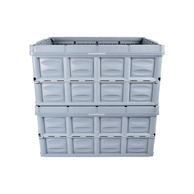 Snelle en Eenvoudige Opberging Met Blauwe Opvouwbare Vouwkrat 45 Liter van Gehard Plastic | 2 Delige | 53cm x 40cm x 26cm | Twee Zijhandgrepen | Max  Belasting 35 kg | Berg Op met Gemak