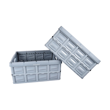 Snelle en Eenvoudige Opberging Met Blauwe Opvouwbare Vouwkrat 45 Liter van Gehard Plastic | 2 Delige | 53cm x 40cm x 26cm | Twee Zijhandgrepen | Max  Belasting 35 kg | Berg Op met Gemak