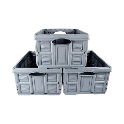 Snel en Eenvoudig Opbergen Met Blauwe Opvouwbare Vouwkrat 45 Liter | Set Van 3 | Gemaakt van Gehard Plastic | 53cm x 40cm x 26cm | Max. Belasting: 35 kg | Laden Zonder Gedoe