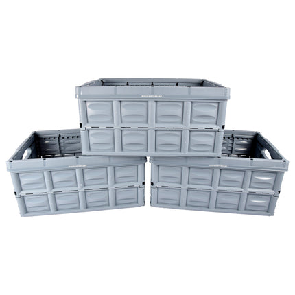 Snel en Eenvoudig Opbergen Met Blauwe Opvouwbare Vouwkrat 45 Liter | Set Van 3 | Gemaakt van Gehard Plastic | 53cm x 40cm x 26cm | Max. Belasting: 35 kg | Laden Zonder Gedoe