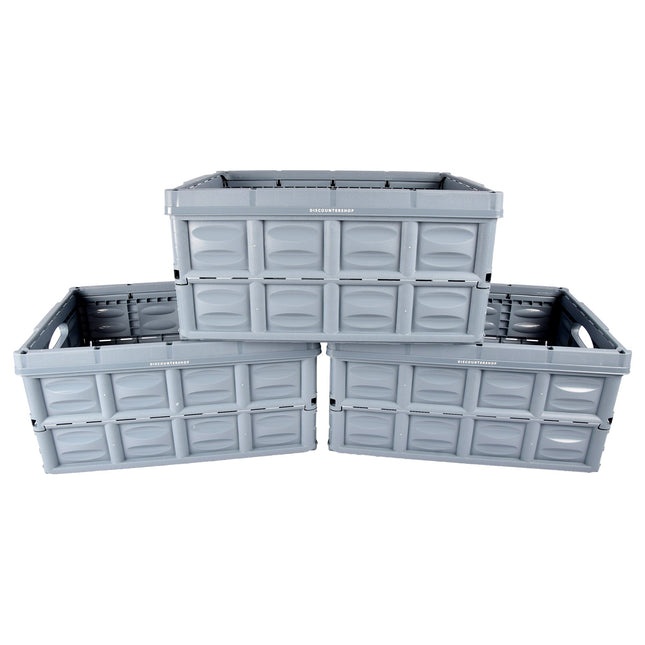 Snel en Eenvoudig Opbergen Met Blauwe Opvouwbare Vouwkrat 45 Liter | Set Van 3 | Gemaakt van Gehard Plastic | 53cm x 40cm x 26cm | Max. Belasting: 35 kg | Laden Zonder Gedoe