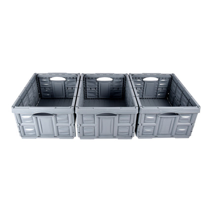 Snel en Eenvoudig Opbergen Met Blauwe Opvouwbare Vouwkrat 45 Liter | Set Van 3 | Gemaakt van Gehard Plastic | 53cm x 40cm x 26cm | Max. Belasting: 35 kg | Laden Zonder Gedoe