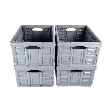 Gemak Begint Hier Met Blauwe Opvouwbare Vouwkrat 45 Liter | 4 Stuks | Gehard Plastic | Max. Belasting 35 kg | 53cm x 40cm x 26cm | Vertrouwd Opbergen en Gaan