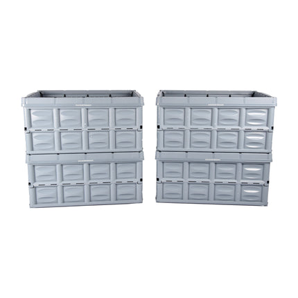 Gemak Begint Hier Met Blauwe Opvouwbare Vouwkrat 45 Liter | 4 Stuks | Gehard Plastic | Max. Belasting 35 kg | 53cm x 40cm x 26cm | Vertrouwd Opbergen en Gaan