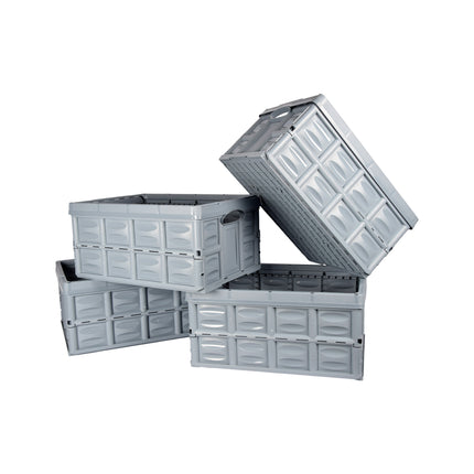 Gemak Begint Hier Met Blauwe Opvouwbare Vouwkrat 45 Liter | 4 Stuks | Gehard Plastic | Max. Belasting 35 kg | 53cm x 40cm x 26cm | Vertrouwd Opbergen en Gaan