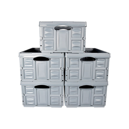 Blauwe Opvouwbare Vouwkrat 45 Liter | 5 Stuks | Gehard Plastic | Max Belasting 35 kg | 53cm x 40cm x 26cm | Maak Drive-Up Opslag Eenvoudig