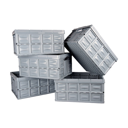 Blauwe Opvouwbare Vouwkrat 45 Liter | 5 Stuks | Gehard Plastic | Max Belasting 35 kg | 53cm x 40cm x 26cm | Maak Drive-Up Opslag Eenvoudig