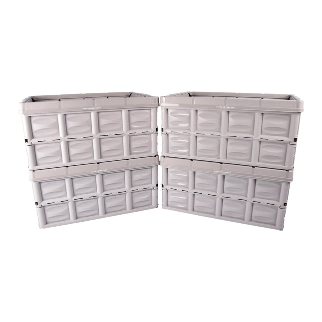Toegang Uitmuntendheid Ontmoet Met Grijze Opvouwbare Vouwkrat 45L | 4 Delige | Gehard Plastic | Max Belasting 35 kg | 53cm x 40cm x 26cm | Sleutel tot Gemakkelijke Opslag 