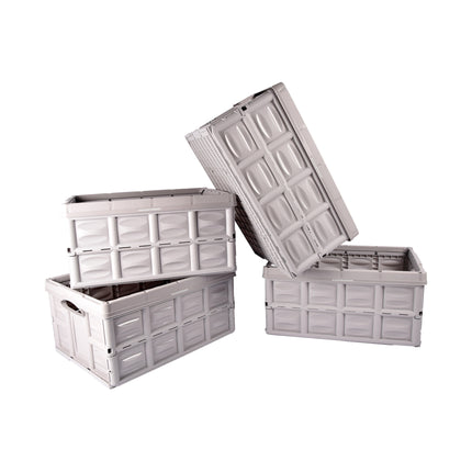 Toegang Uitmuntendheid Ontmoet Met Grijze Opvouwbare Vouwkrat 45L | 4 Delige | Gehard Plastic | Max Belasting 35 kg | 53cm x 40cm x 26cm | Sleutel tot Gemakkelijke Opslag 