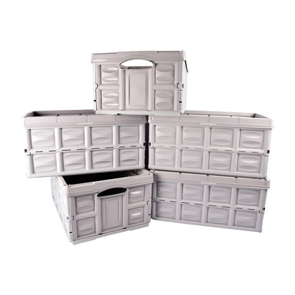 Pas Je Opslag Ervaring Aan Met Grijze Opvouwbare Vouwkrat 45L | Gehard Plastic | Max. Belasting 35 | 53cm x 40cm x 26cm | 5 Stuks | Opslag Voor Kleding en Gereedschap