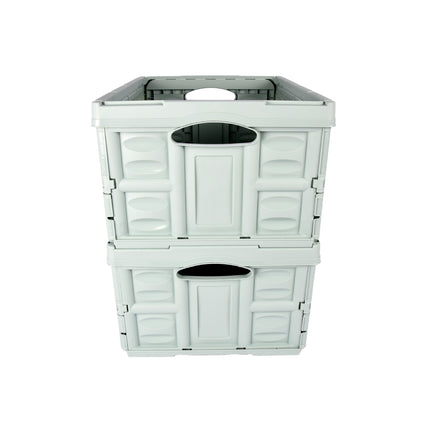 Vouwkrat Mint Groen 45L | Set Van 2 | Opvouwbare Opbergkrat zonder Deksel | Stevige Plastic Krat met Handvatten | Draagkracht tot 35kg | 53cm x 40cm x 26cm | Voor Boodschappen Gereedschap en Speelgoed 