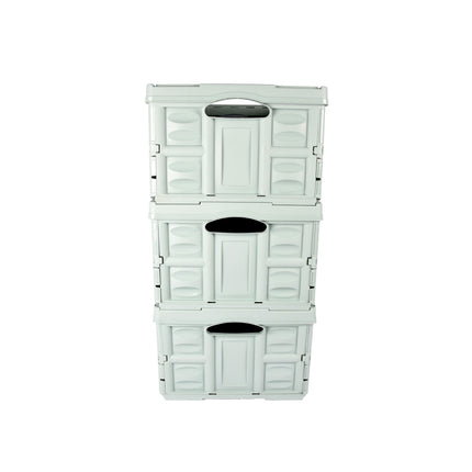 Opvouwbare Vouwkrat 45L |  Mintgroen | Sterk Plastic | 53cm x 40cm x 26cm | Draaglast 35kg | 3 stuks | Ruimtebesparend en Stapelbaar | Opvouwbare Kledingmand Voor Praktische Opbergoplossing