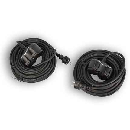Robuust Rubber Verlengsnoer met 2 stopcontacten – IP44/H05RR-F3G/1,5mm2 Neopreen 20m - Kabellengte - waterbestendig - 230V