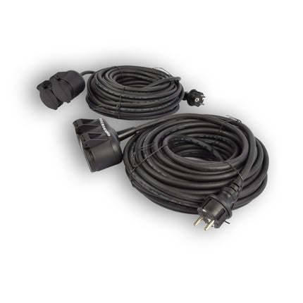 Robuust Rubber Verlengsnoer met 2 stopcontacten – IP44/H05RR-F3G/1,5mm2 Neopreen 20m - Kabellengte - waterbestendig - 230V