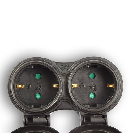 Robuust Rubber Verlengsnoer met 2 stopcontacten – IP44/H05RR-F3G/1,5mm2 Neopreen 20m - Kabellengte - waterbestendig - 230V